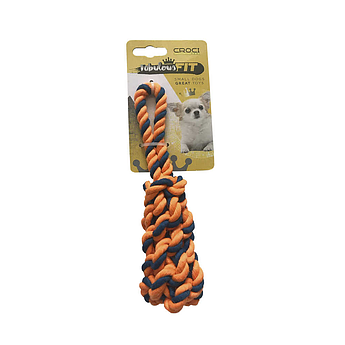Іграшка для дрібних собак плетена кістка з каната, помаранчева, CROCI, 19см