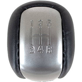 Suzuki Grand Vitara II 05-15 Ручка КПП ЧОРНА ШКІРА + СРІБЛО 5 СК.
