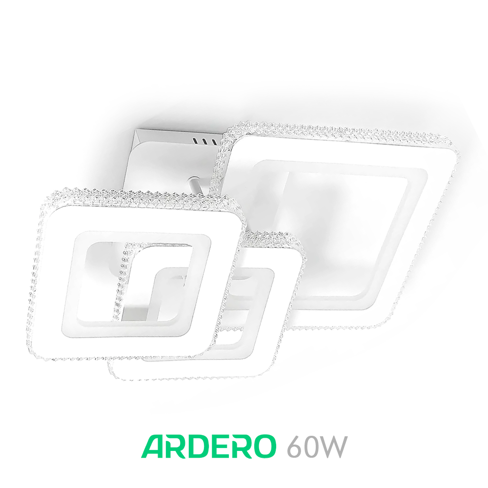 Люстра VIVID 60W AL6163 ARD біла Ardero 5000К 5150Лм світлодіодна без пульта 410х290х165мм три квадрати