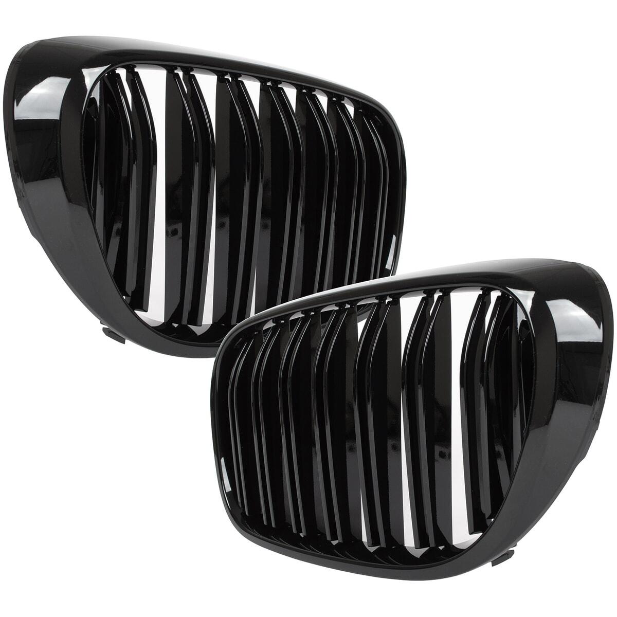 BMW 7 G11 G12 2015- решітки між фарами (нирки) ліва+права комплект ЧОРНА ГЛЯНЦЕВА ПОДВІЙНА РЕШКА, фото 1