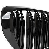 BMW 7 G11 G12 2015- решітки між фарами (нирки) ліва+права комплект ЧОРНА ГЛЯНЦЕВА ПОДВІЙНА РЕШКА, фото 10