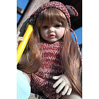 Рухлива лялька дівчинка Пупс 55 см Reborn Baby Вініл Силікон 3D Можна купати Як жива