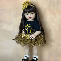 Реалістична Рухлива Лялька Дівчинка 55 см Reborn Baby Пупс Вініл Силікон 3D Можна купати Наче жива