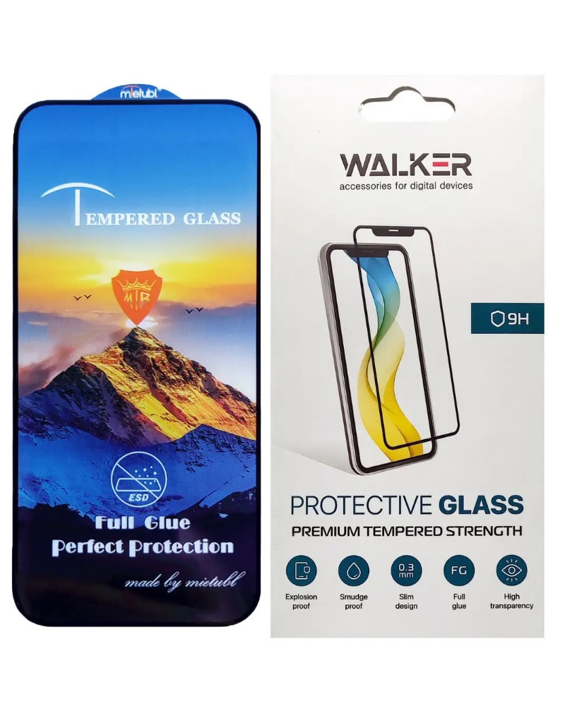 Захисне скло Mietubl для iPhone 16, ESD Anti-static, 9H, Full Glue з чорною рамкою