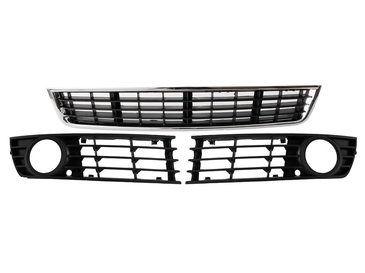 Audi A4 B6 00-04 Решітка в бампер ліва+права+середня комплект, фото 1