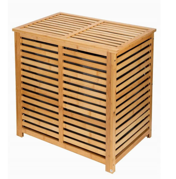 Кошик для білизни BAMBOO на два відділи 60x40x60см 140л, фото 1