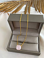 Підвіска Помелато позолота 18 К/ланцюжок із рожевим каменем