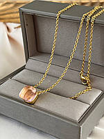 Підвіска Помелато позолота 18 К/ланцюжок із рожевим каменем