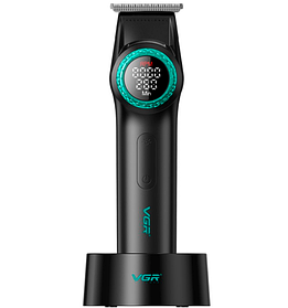 Тример акумуляторний для бороди та волосся VGR V-977 з LED дисплеєм 2500mAh Black (7_02517)