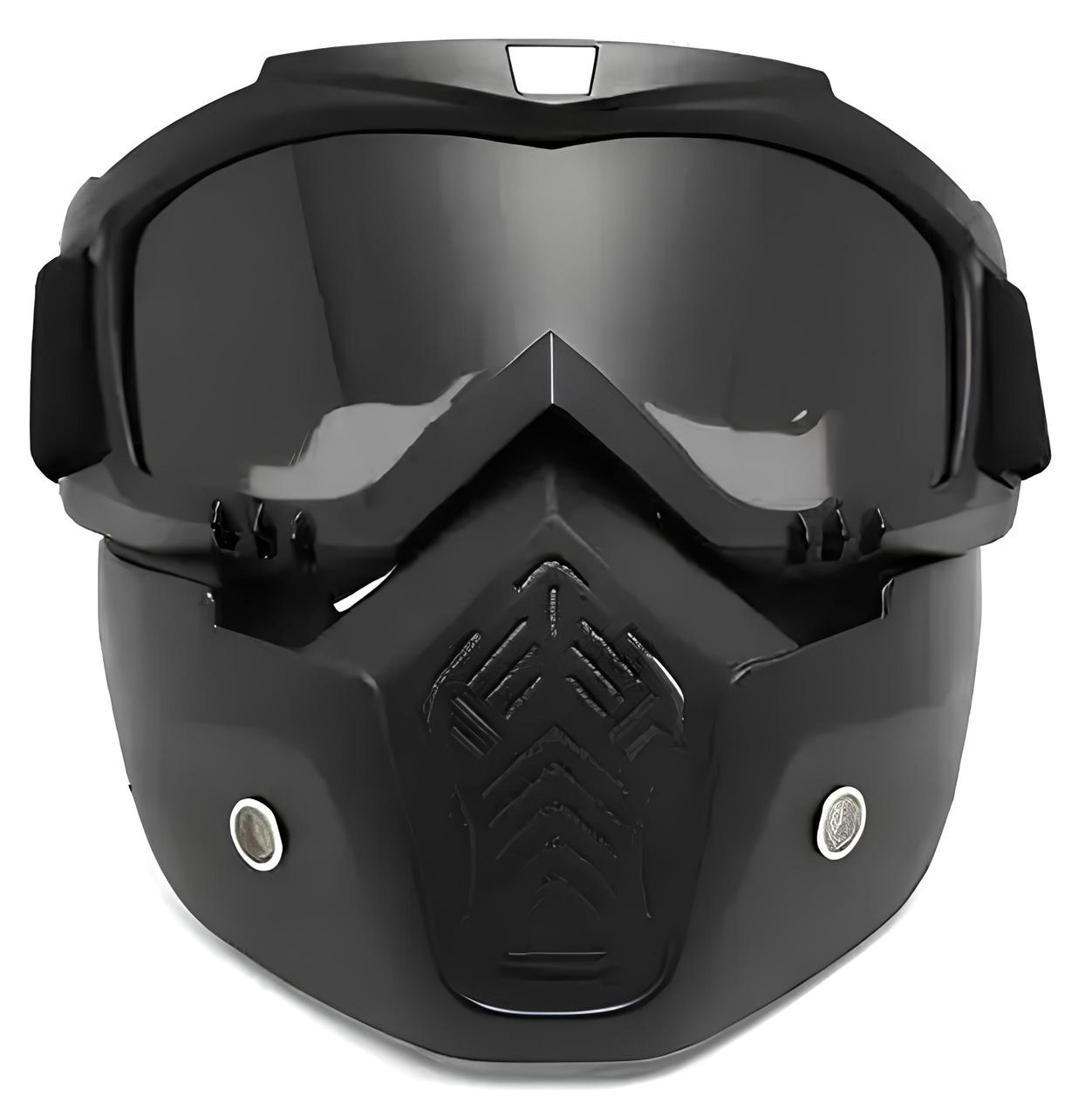 Мотоциклетна маска-окуляри RESTEQ затемнена — захисна маска-трансформер для мотоцикла, велосипеда, квадроцикла, лиж і сноуборду, фото 1