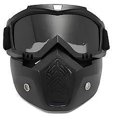 Мотоциклетна маска-окуляри RESTEQ затемнена — захисна маска-трансформер для мотоцикла, велосипеда, квадроцикла, лиж і сноуборду