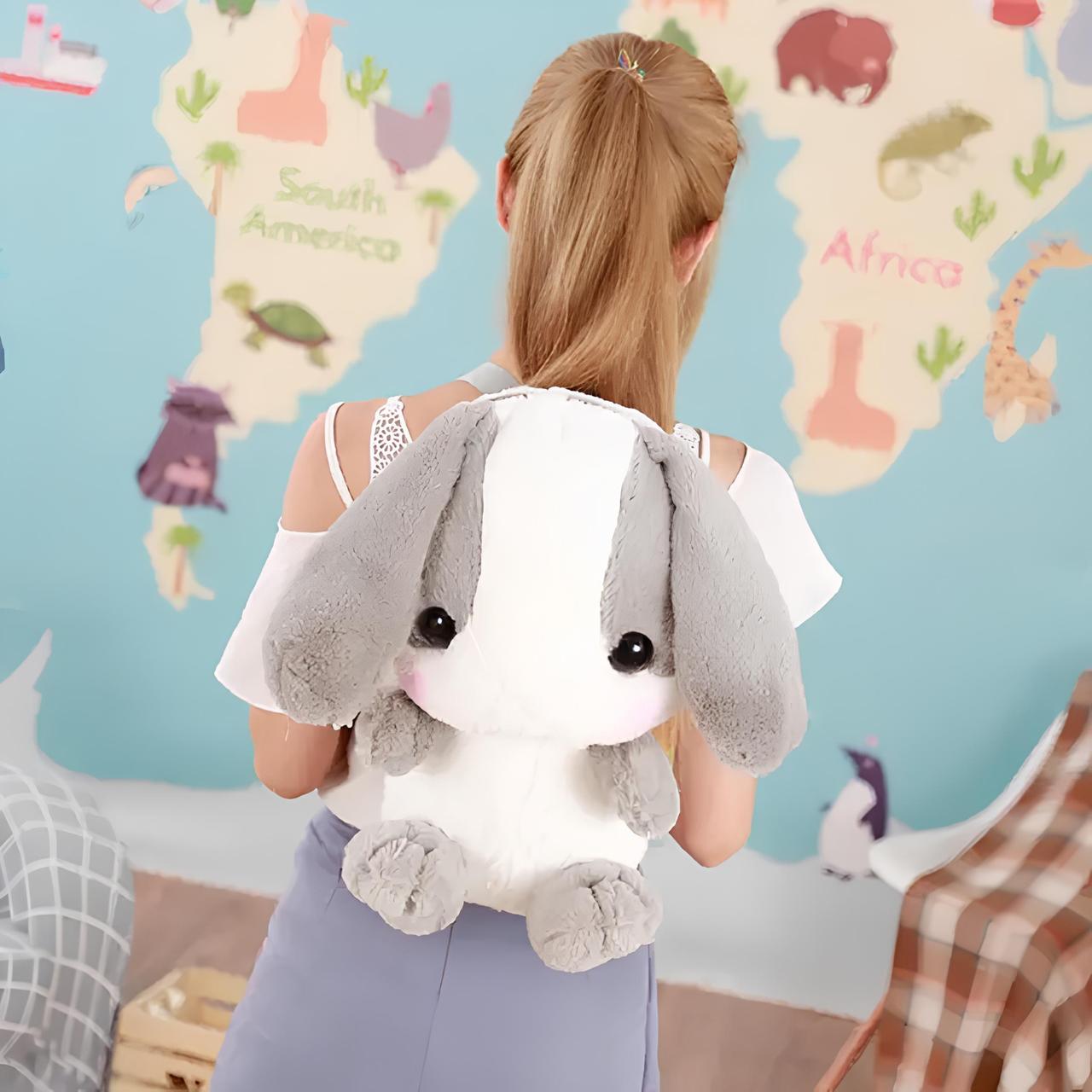 Дизайнерський плюшевий рюкзак для дівчинки RESTEQ у вигляді японського кролика, м'який портфель 50 см, фото 1