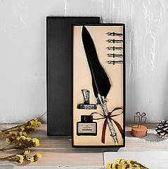 Подарунковий набір з пір’яною ручкою та чорнильницею RESTEQ — стильний аксесуар для письма, натхнення та естетики