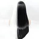 Довгі чорно-білі перуки RESTEQ 75 см — пряме волосся в стилі Круелли, високоякісні синтетичні пасма для косплею, аніме та, фото 3