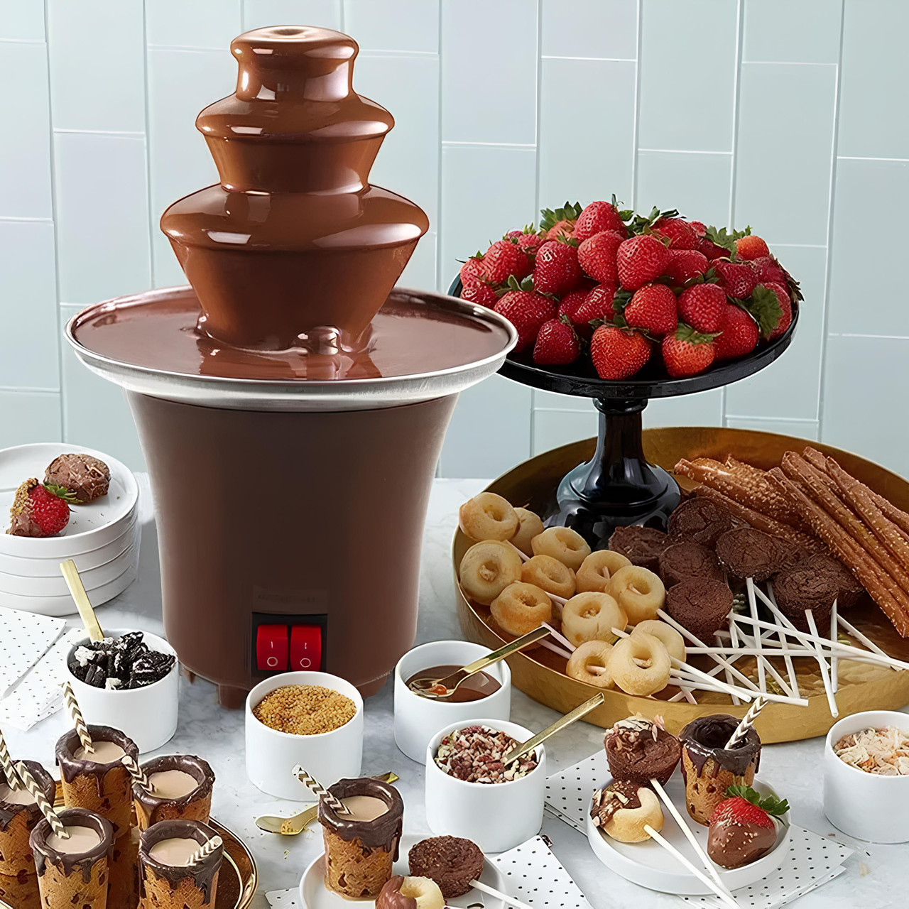 Шоколадний фонтан для фондю Chocolate Fountain, фондюшниця. Фондюшниця у вигляді фонтану, фото 1
