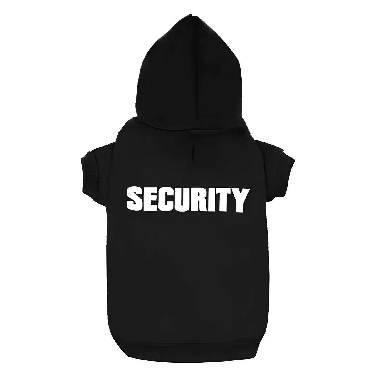 Одяг для домашніх тварин RESTEQ, толстовка Security для котів і собак, розмір L, чорний одяг для кота і собаки з капюшоном, фото 1