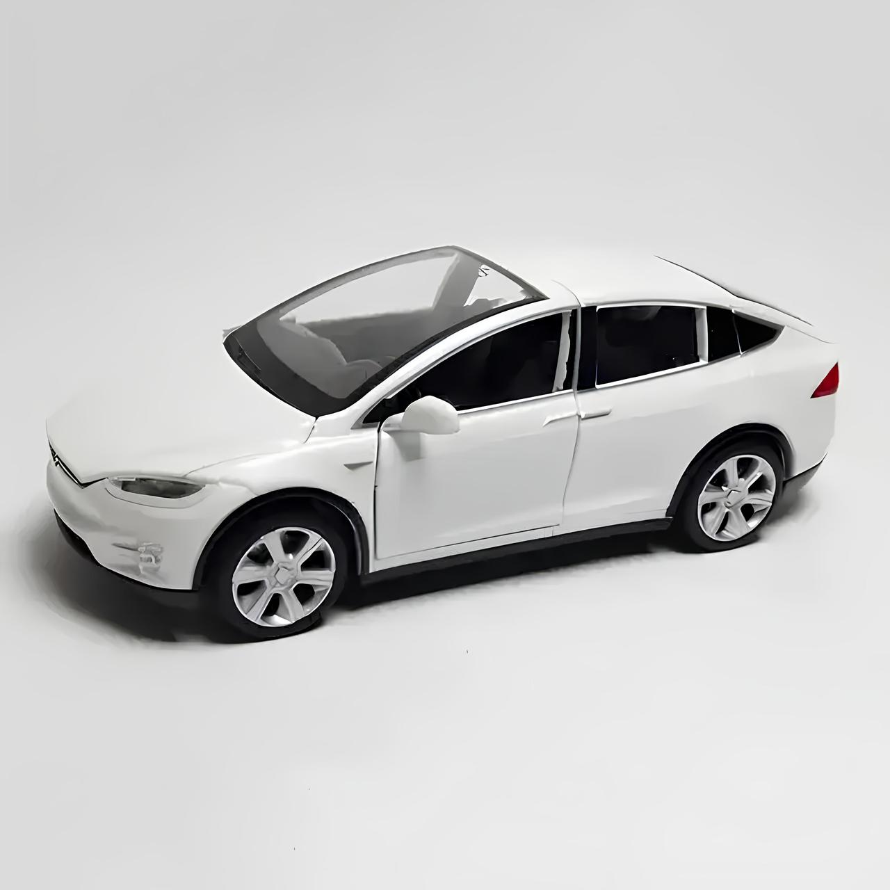 Модель автомобіля Tesla X90 1:32. Металева машинка, інерційна машинка Тесла Біла