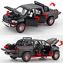 Металева модель Dodge Ram TRX 1:32 — інерційна машинка з фарами та звуком, чорна, фото 6