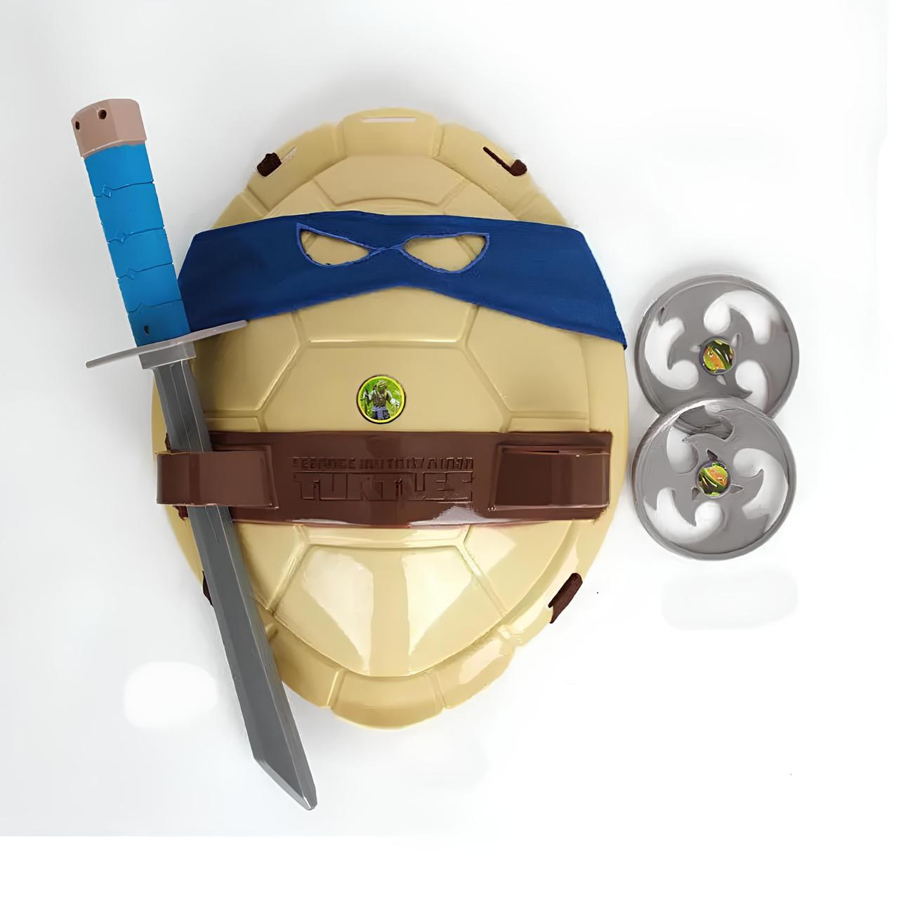 Інтерактивний бойовий набір Леонардо RESTEQ — Черепашки Ніндзя, з катаною, пов'язкою, панцирем та сюрікенами, фото 1