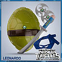 Інтерактивний бойовий набір Леонардо RESTEQ — Черепашки Ніндзя, з катаною, пов'язкою, панцирем та сюрікенами, фото 2