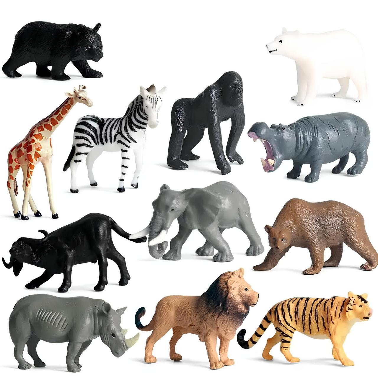 Набір фігурок Дикі тварини RESTEQ 12 шт, Ігрові фігурки Дикі тварини, Іграшки Wild Animals, фото 1