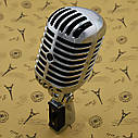 Ретро мікрофон динамічний RESTEQ — хромований старовинний вокальний мікрофон у стилі Елвіса, мікрофон типу SHURE 55SH Series II, фото 4