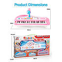 Дитячий синтезатор з мікрофоном — музичний інструмент та іграшка для юних артистів, 37 клавіш, фото 4