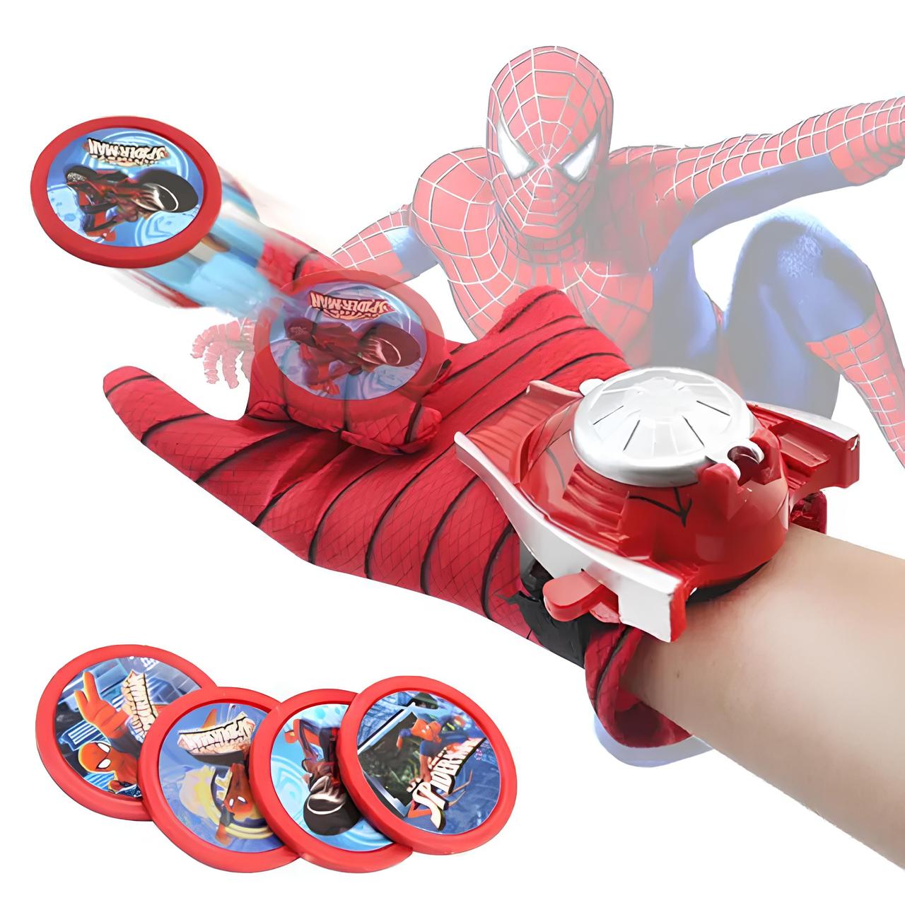 Рукавичка Людини-Павука з дискометом RESTEQ - іграшка Spider-Man з 4 літаючими дисками, фото 1