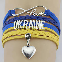 Браслет Ukraine RESTEQ 210х25 мм, Браслет Україна, Браслет із написом Ukraine, Браслет жовто-блакитний
