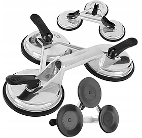 Потрійна алюмінієва присоска для плитки, кахлю, скла 150кг Silver S11762