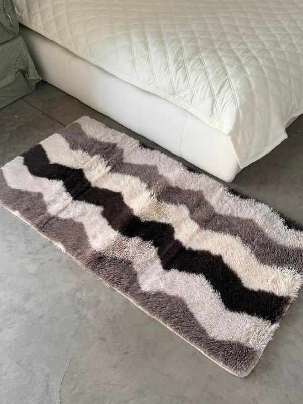 М'який пухнастий килимок з високим ворсом 80х160 см Зіг-заг