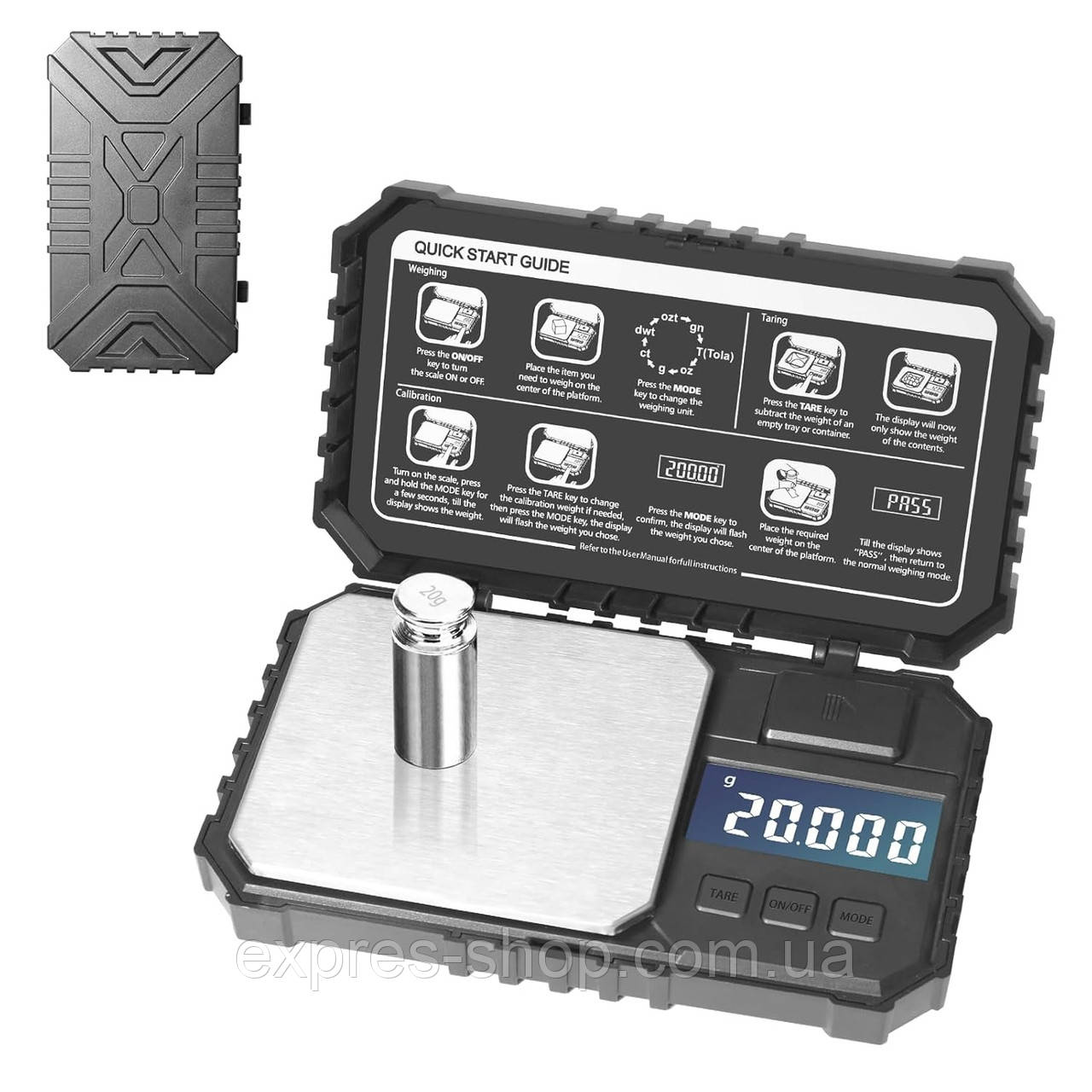 Електронні ваги ювелірні 600gx0,01g + гиря 20г / Високоточні ваги кишенькові / Цифрові міні ваги, фото 1