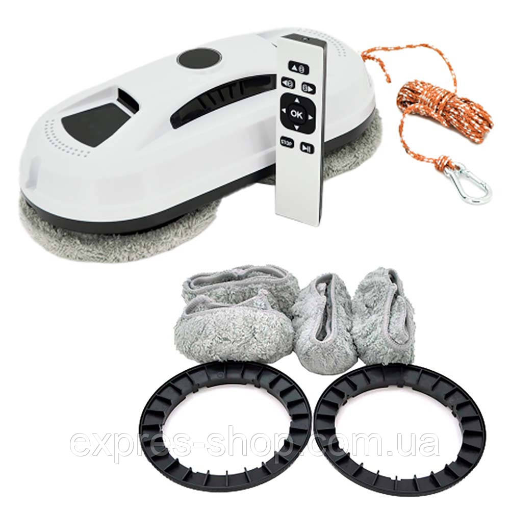 Робот мийник вікон з пультом + 4 насадки з мікрофібри, Pipo PWR-01 / Робот для миття вікон, фото 1