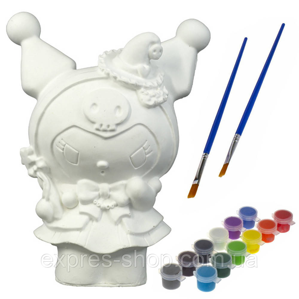 Набір для творчості "Куромі" + фарби (12 кольорів), 18см, DIY / Фігурка для розфарбовування, фото 1