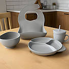 Набір дитячого посуду для годування, 6 предметів, СІРИЙ / Набір дитячого силіконового посуду, фото 6