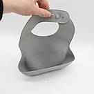 Набір дитячого посуду для годування, 6 предметів, СІРИЙ / Набір дитячого силіконового посуду, фото 8