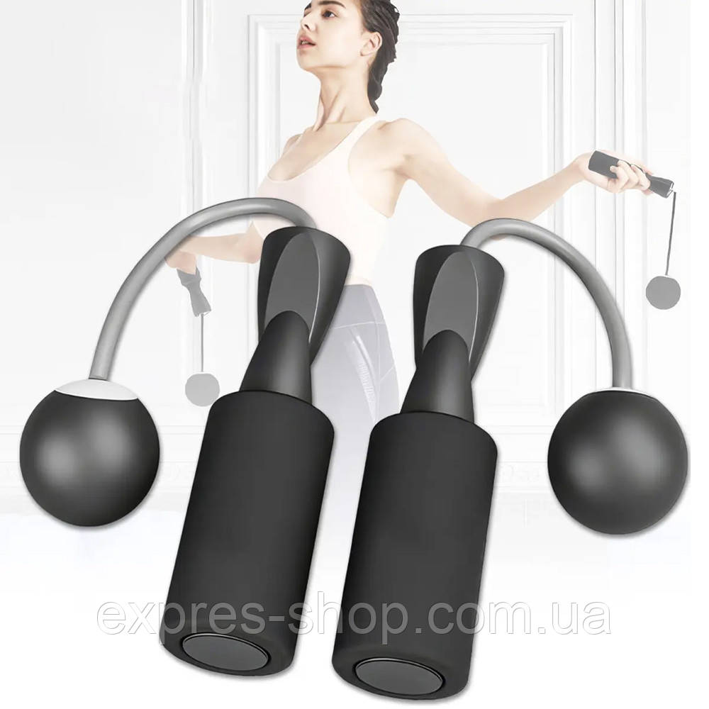 Скакалка з подвійним підшипником та обтяженими кулями / Безшумна фітнес скакалка для тренувань, фото 1