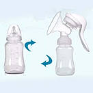 Ручний молоковідсмоктувач з соскою 150мл, Білий / Молоковідсмоктувач з пляшечкою / Молоковідсмоктувач механічний, фото 3