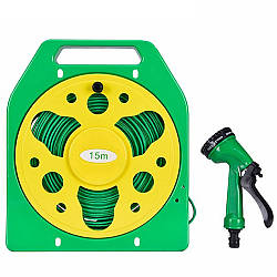 Шланг для поливу 15м з котушкою і розпилювачем / Шланг садовий / Шланг поливальний для саду