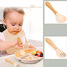 Набір посуду для годування (6 предметів), Бежевий / Дитячий посуд для прикорму / Силіконовий посуд, фото 6