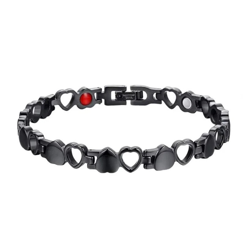 Магнітний браслет для здоров'я "Серця" Type C 18-20 см чорний, фото 1