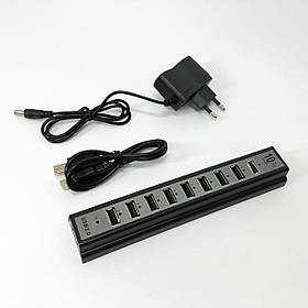 Розгалужувач USB HUB на 10 портів з активним заряджанням 220 V, розгалужувач спідниць, Хаб для ноутбука