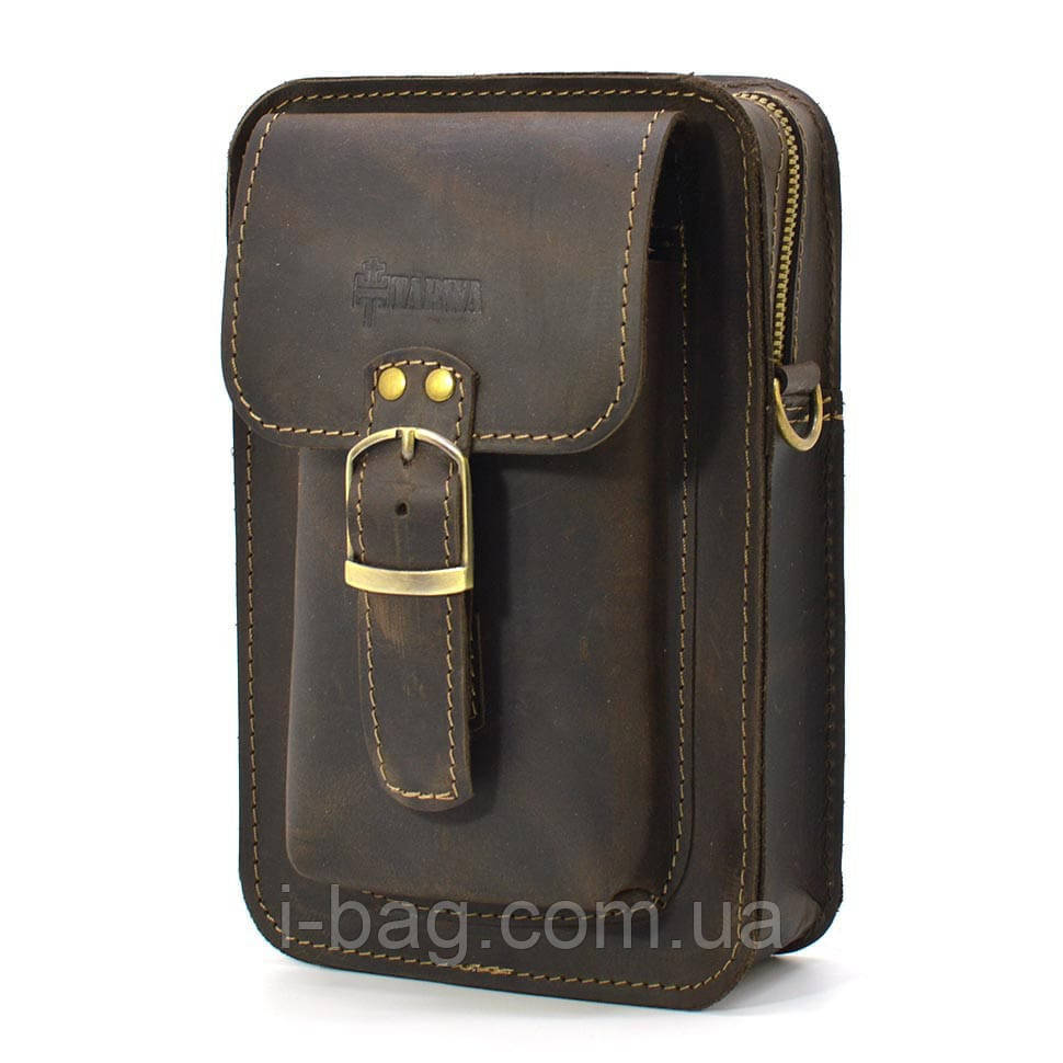 Сумка через плече, поясна сумка TARWA RC-0076-3md зі шкіри Crazy Horse