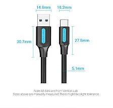 Кабель Vention USB-Type-C 3A USB3.0 5Gbps QC3.0 PVC 0.5m Black (COZBD), фото 3