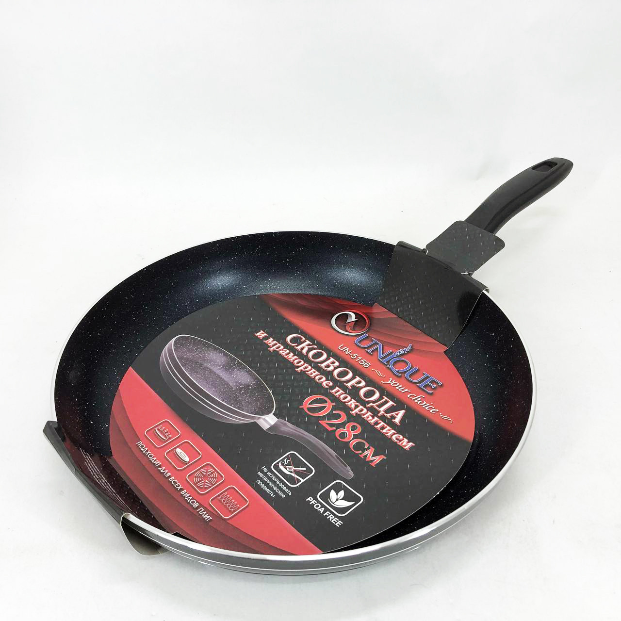 Сковорода UNIQUE UN-5156 28 см із внутрішнім антипригарним покриттям, сковорода для індукційної плити, фото 1