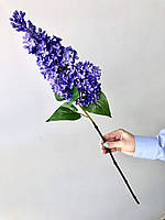 Бузок блакитний латексний, преміум якість, штучні квіти Real Touch, велика гілка 72 см