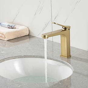 Змішувач для умивальника GAPPO G1010-3, золотий сатин, фото 2