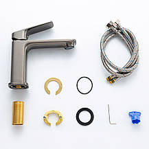 Змішувач для умивальника GAPPO G1028-9, латунь, збройова сталь, фото 3