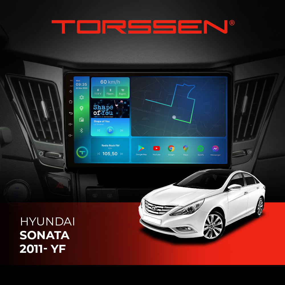 Штатна магнітола Torssen Hyundai Sonata 11- YF F9432 4G Carplay DSP