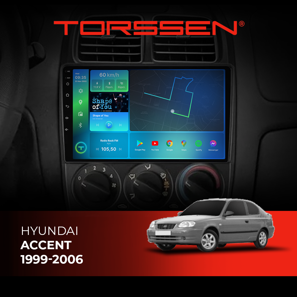 Штатна магнітола Torssen Hyundai Accent 1999-2006 F9464 4G Carplay DSP
